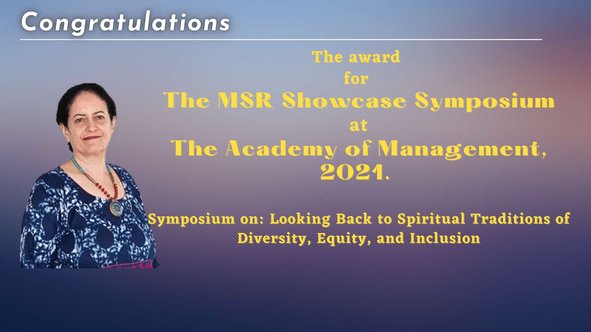 Congratulations! AOM 2021